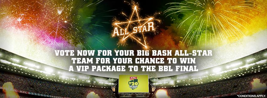 Big Bash League – Cricket Australia – Win VIP Package for 4 to BBL Final, pitch walk, $500 merchandise voucher – Vote To Win