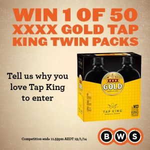 BWS – Win 1 of 50 XXXX Gold Tap King Twin Packs