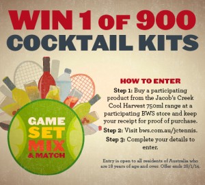 BWS – Win 1 of 900 cocktail kits – buy 750ml Jacob’s Creek Cool Harvest