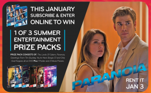Civic Video – Subscribe Online To Win A Summer Entertainment Prize Pack ( The Lords of Salem, Paranoi, Greeting From Tim Buckley, You’re Next, Borgia S1 and Only God Forgives DVDs)