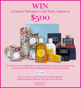 Crabtree & Evelyn Australia – Win a Valentine’s Gift Pack Valued At $500