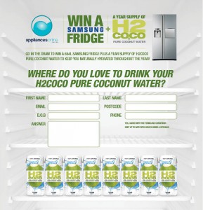 H2coco Coconut Water – Win a Samsung Side by Side Fridge and a years supply of H2coco Coconut Water