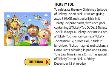 Just Kidding Junior – Win 1/5 Tickety Toc prize packs (Ages3-6)