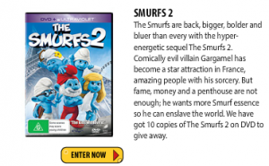 Just Kidding – Win 1/10 The Smurfs 2 dvds (Ages 7-13)