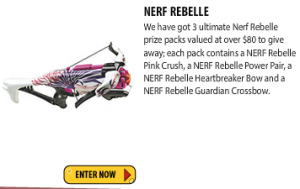 Just Kidding – Win 1/3 Nerf Rebelle packs (Ages 7-13)