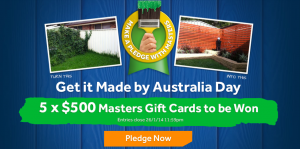 Masters – Make a Pledge – Win one of 5 x $500 Gift cards (first 2000 pledges receive $20 gift card)