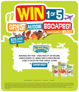 Natural Confectionery – Win one of 5 Great Aussie Escapes