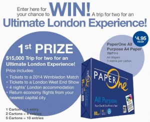 PaperOne – Win A $15000 Trip To London For Two