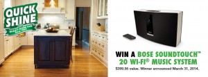 Quick Shine Floor Finish – Win A BOSE Soundtouch 20 Wi-fi Music System Valued At $399.95