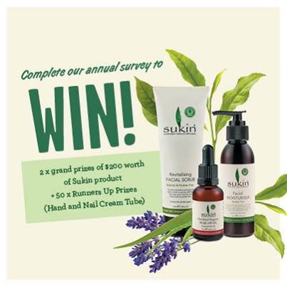 Sukin – Complete Annual Survey 2014 to win Sukin products