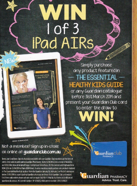 Guardian [Pharmacy] – Win 1 of 3 Apple 16GB iPad Airs