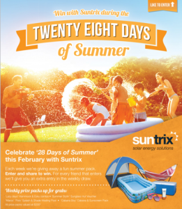 Suntrix – Win a summer pack valued at $200 – weekly draws