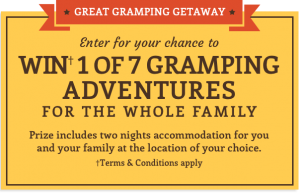 The Gramping Association – Win 1/7 two night stays for whole family (7) at a Turu campsite your choice ( sign up to win)