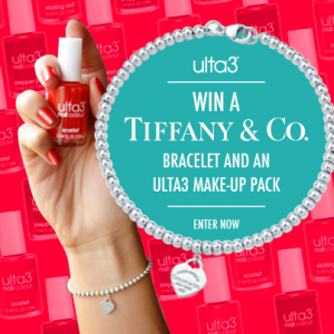 Ulta3 – Win a Tiffany & co bracelet and ulta3 cosmetic pack + 5 runner up prizes