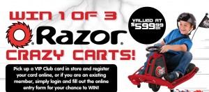 ToysRus – Win 1 of 3 Razor Crazy carts valued at $599.99 each