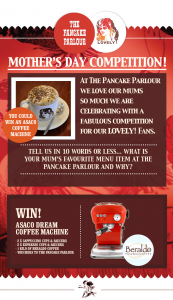 Pancake Parlour Mother’s Day – Win Asaco Dream Coffee Machine