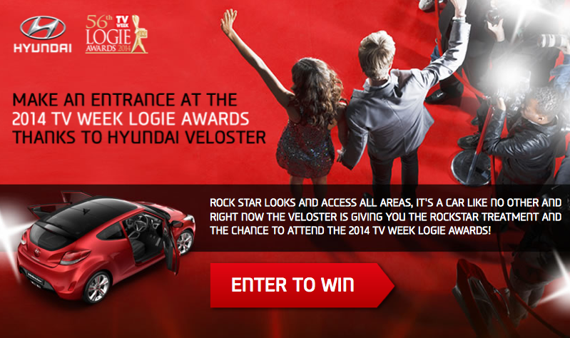 The Hot Hits – Win trip to Melbourne 2014 for Logies and arrive at red carpet in Hyundai Veloster and $1,000 spending money
