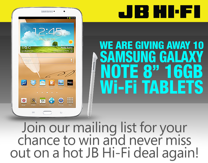 JB Hi-Fi – win 1 of 10 Samsung Galaxy Note daily