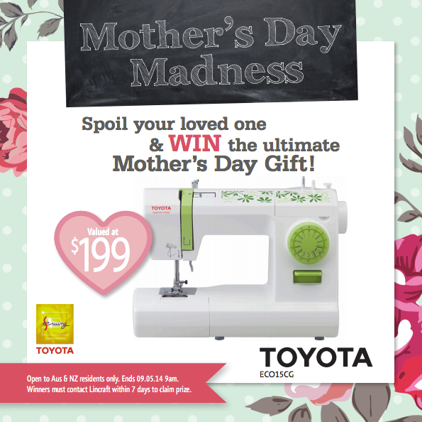 Lincraft – Win a Toyota ECO15CG sewing machine