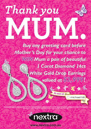 Nextra Group Newsagency – Win a pair of 1 carat diamond earrings for Mother’s Day