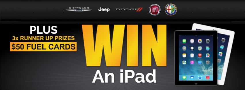 Werribee Chrysler Jeep Dodge Alfa Fiat – Win an iPad of 1 of 3 x $50 Fuel Cards