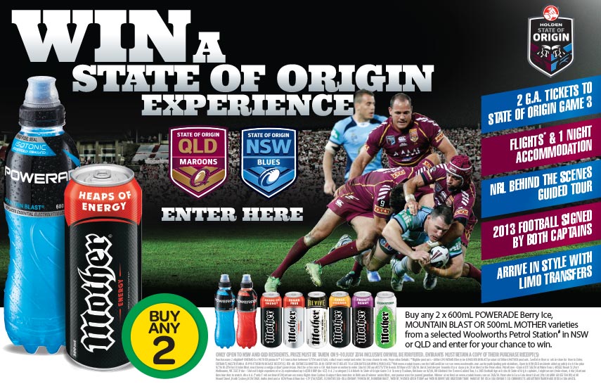 Woolworths Petrol Stations/Coke – Win a VIP State of Origin experience