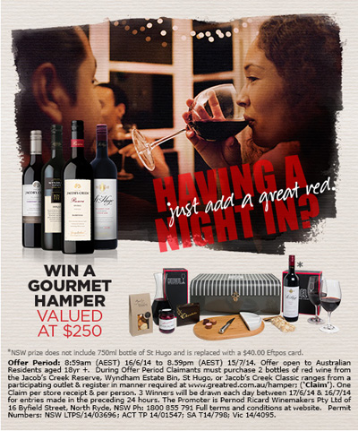 Cellarbrations – buy 2 red wines to Win daily $250 hamper prize alcohol