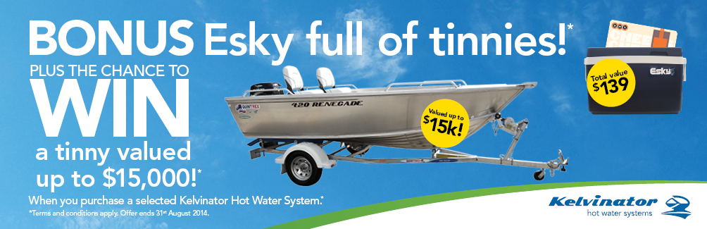 Kelvinator. Purchase hot water system – Win Boat and Esky