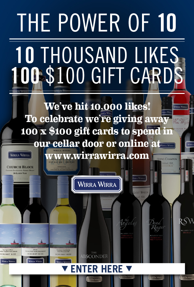 Wirra Wirra Wines – Win $100 gift cards *50 left to be won