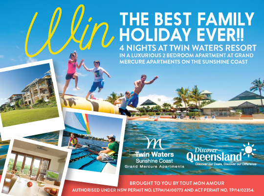 Tout Mon Amour – WIN a FAMILY HOLIDAY TO TWIN WATERS Resort