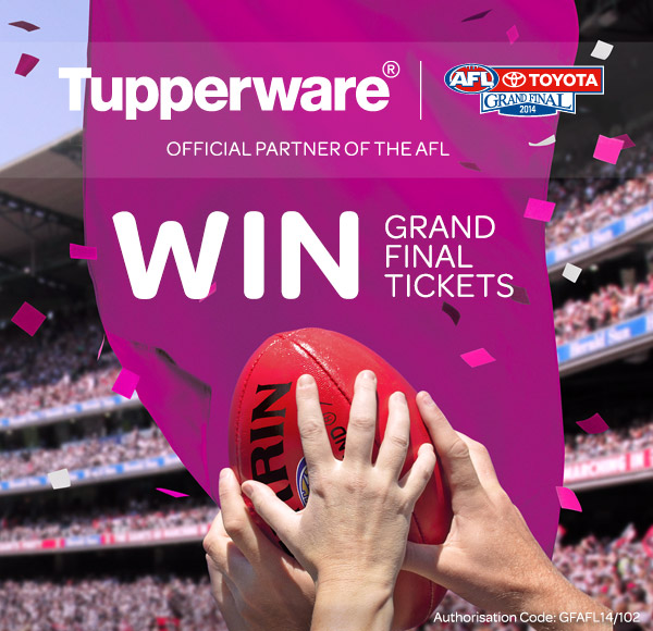 Tupperware – Win 1 of 2 double tickets to AFL Grand Final 2014. Travel and accommodation not included