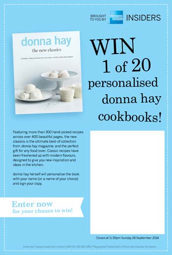 American Express – Win 1 of 20 personalised donna hay cookbooks