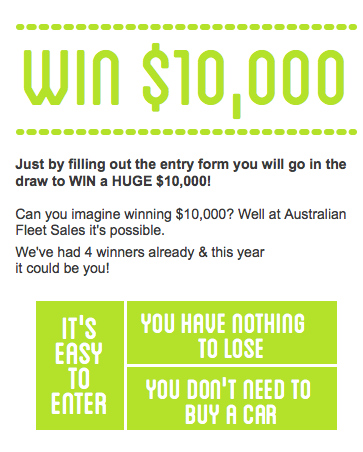 Australian Fleet Sales – Win $10,000 Competition