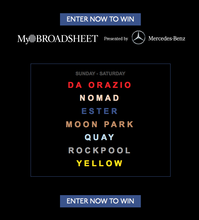 Broadsheet – Mercedes-Benz – Win seven dinners for you and three friends
