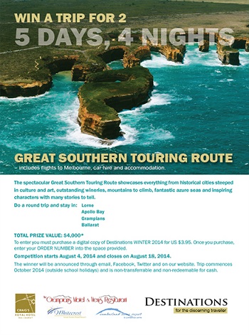 Destinations Mag – Win a trip to the Great Southern Touring Route worth $4,000