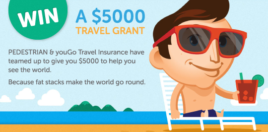 Pedestrian & youGo Travel Insurance – Win a $5000 gift voucher from Flight Centre