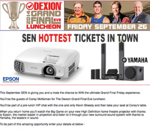 Sen 1116 – Win the ultimate Grand Final Friday experience