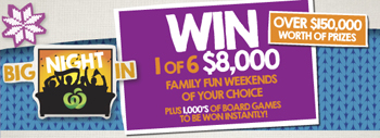 Woolworths – Big Night In – Win 1 of 6 $8,000 Family Fun Weekends plus 1,000 of board games instantly