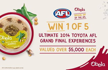 Obela Australia – WIN 1 of 5 Ultimate AFL Toyota 2014 Grand final experiences