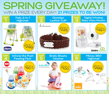 Practical Parenting Magazine – Spring Giveaway-Win a Prize Everyday-21 Prizes to be Won