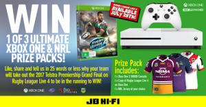 JB Hi-Fi – Win 1 of 3 Xbox One S 500GB & NRL prize packs