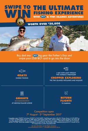 BCF Club Members – Tiwi Islands Adventures – Win a 5-day fishing experience for 2 including return flights to the Tiwi Islands via private charter valued at up to $21,610