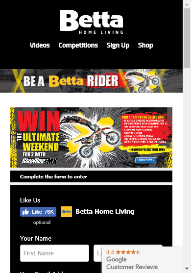 Betta – Win The Ultimate Weekend Away With Showtime Fmx  (prize valued at  $5,470)