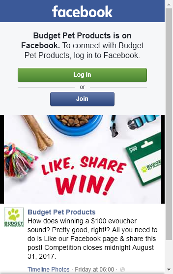 Budget Pet Products – Win A $100 E-voucher (prize valued at $100)