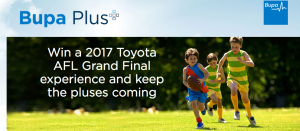Bupa (members) – Win a family trip of 5 to Melbourne to attend a 2017 Toyota AFL Grand Final valued at up to $15,000