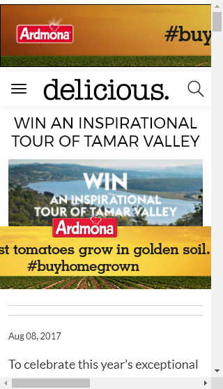 Delicious  –  Win An Inspirational Tour Of Tamar Valley (prize valued at  $4,500)