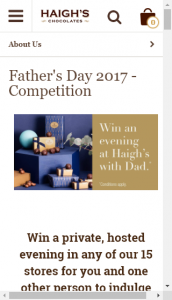 Haigh’s Chocolates – Win A Private Hosted Evening In Any Of Our 15 Stores For You And One Other Person To Indulge In Haigh’s Chocolates