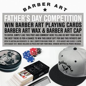 Hairjamm – Barber Art Father’s Day – Win a Barber Art Wax, Barber Art Cap and Barber Art playing cards for your Dad