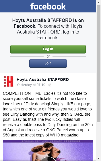 Hoyts Stafford – Win A Dp To Girls Night Out Dirty Dancing Screening