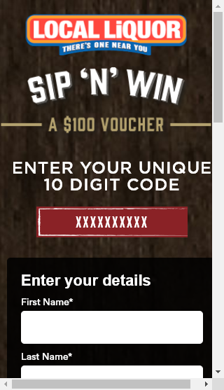 Local Liquor Sip ‘n’  Win 70 x $100 Local Liquor Gift Certificates (prize valued at  $7,000,)
